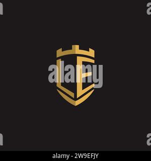 Initials LE logo monogram with shield style design vector graphic Stock Vector