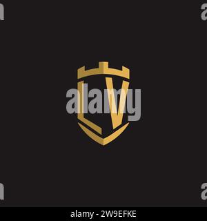 Initials LV logo monogram with shield style design vector graphic Stock Vector