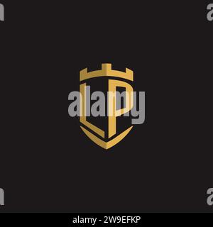 Initials LP logo monogram with shield style design vector graphic Stock Vector