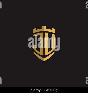 Initials JU logo monogram with shield style design vector graphic Stock Vector