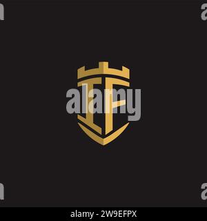 Initials IF logo monogram with shield style design vector graphic Stock Vector