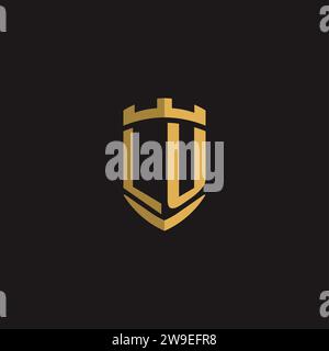 Initials LU logo monogram with shield style design vector graphic Stock Vector