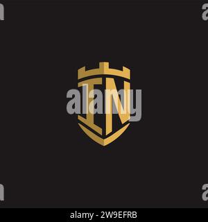 Initials IN logo monogram with shield style design vector graphic Stock Vector