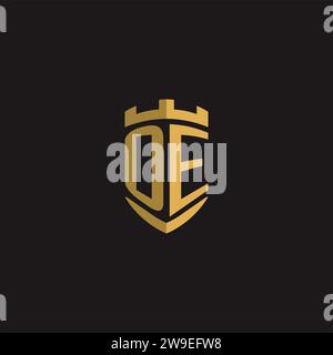 Initials OE logo monogram with shield style design vector graphic Stock Vector