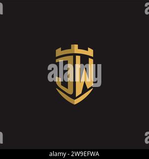Initials JW logo monogram with shield style design vector graphic Stock Vector