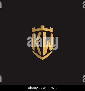Initials KW logo monogram with shield style design vector graphic Stock Vector
