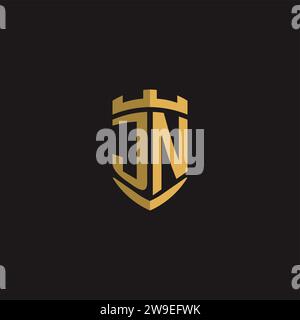 Initials JN logo monogram with shield style design vector graphic Stock Vector