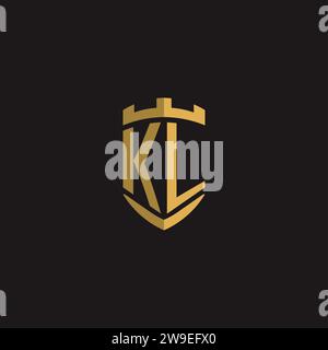 Initials KL logo monogram with shield style design vector graphic Stock Vector