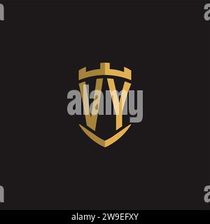 Initials VY logo monogram with shield style design vector graphic Stock Vector