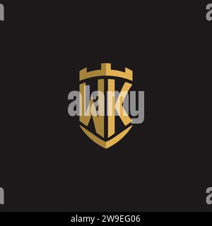 Initials WK logo monogram with shield style design vector graphic Stock Vector