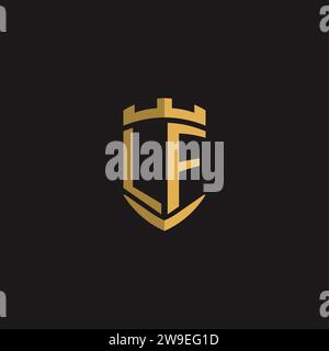 Initials LF logo monogram with shield style design vector graphic Stock Vector