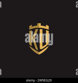 Initials KU logo monogram with shield style design vector graphic Stock Vector