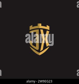 Initials JX logo monogram with shield style design vector graphic Stock Vector