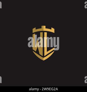 Initials WL logo monogram with shield style design vector graphic Stock Vector