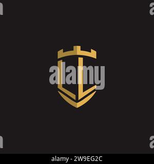 Initials LL logo monogram with shield style design vector graphic Stock Vector