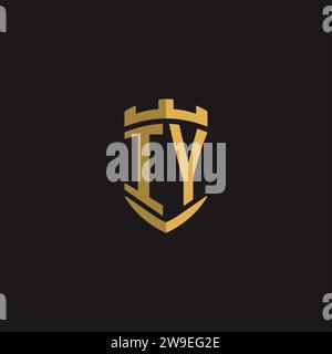 Initials IY logo monogram with shield style design vector graphic Stock Vector
