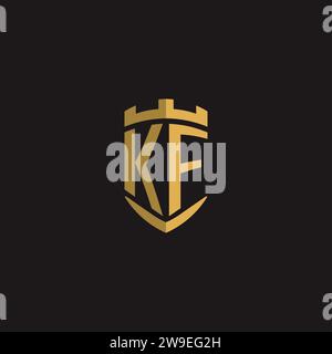 Initials KF logo monogram with shield style design vector graphic Stock Vector