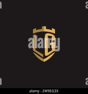 Initials LG logo monogram with shield style design vector graphic Stock Vector