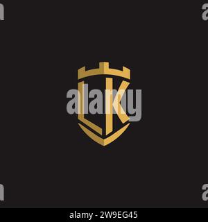 Initials LK logo monogram with shield style design vector graphic Stock Vector