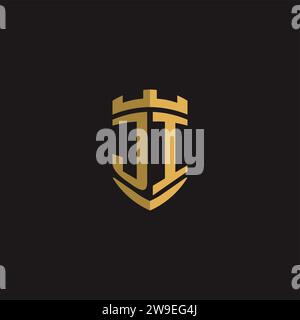 Initials JI logo monogram with shield style design vector graphic Stock Vector