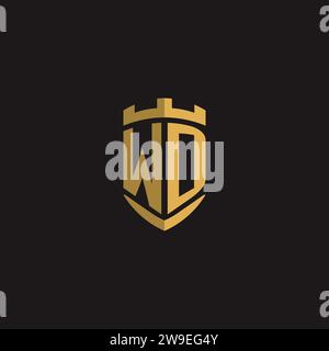 Initials WD logo monogram with shield style design vector graphic Stock Vector