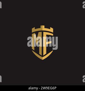 Initials MF logo monogram with shield style design vector graphic Stock Vector