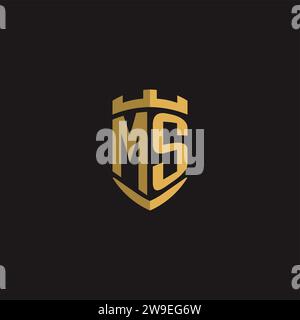 Initials MS logo monogram with shield style design vector graphic Stock Vector
