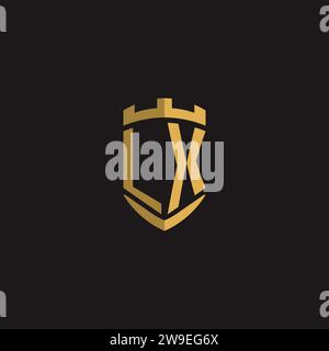 Initials LX logo monogram with shield style design vector graphic Stock Vector