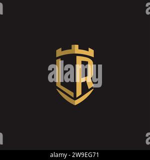 Initials LR logo monogram with shield style design vector graphic Stock Vector