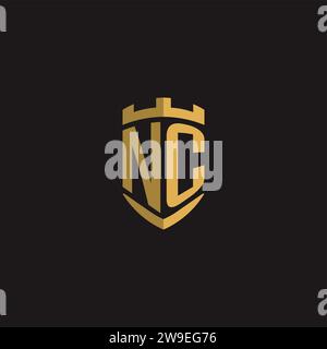 Initials NC logo monogram with shield style design vector graphic Stock Vector