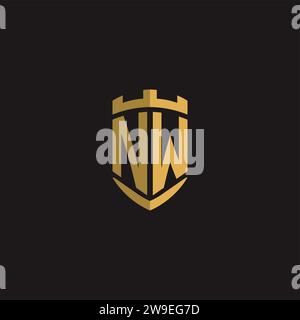 Initials NW logo monogram with shield style design vector graphic Stock Vector