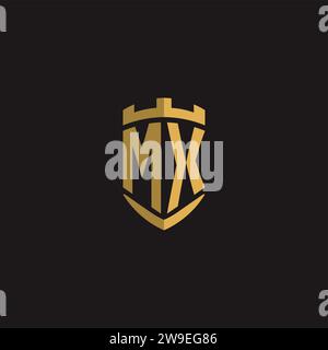 Initials MX logo monogram with shield style design vector graphic Stock Vector
