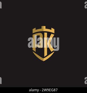 Initials PK logo monogram with shield style design vector graphic Stock Vector