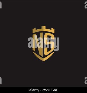 Initials NS logo monogram with shield style design vector graphic Stock Vector