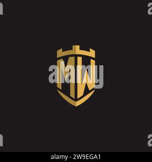 Initials MW logo monogram with shield style design vector graphic Stock Vector
