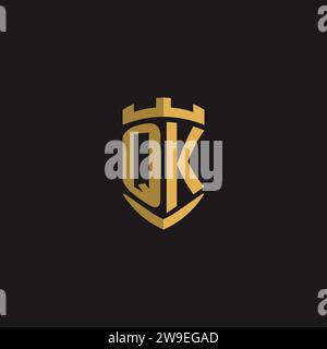 Initials QK logo monogram with shield style design vector graphic Stock Vector