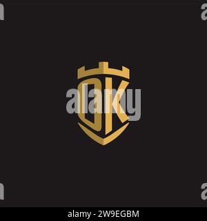 Initials OK logo monogram with shield style design vector graphic Stock Vector