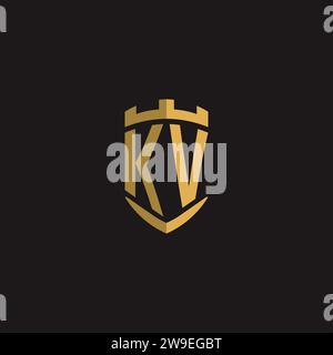 Initials KV logo monogram with shield style design vector graphic Stock Vector