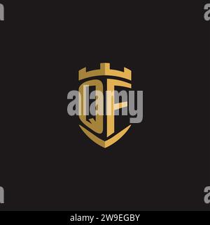 Initials QF logo monogram with shield style design vector graphic Stock Vector