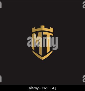 Initials MT logo monogram with shield style design vector graphic Stock Vector