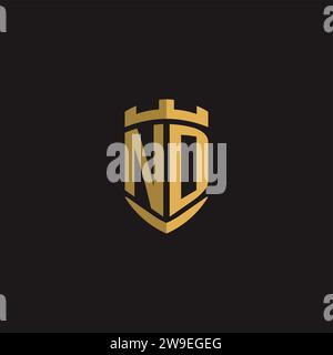 Initials ND logo monogram with shield style design vector graphic Stock Vector