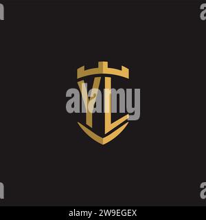 Initials YL logo monogram with shield style design vector graphic Stock Vector