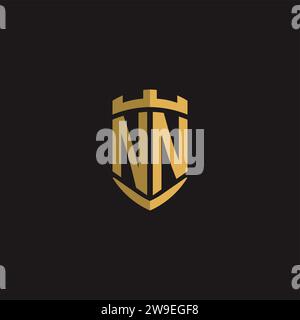 Initials NN logo monogram with shield style design vector graphic Stock Vector
