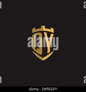 Initials QY logo monogram with shield style design vector graphic Stock Vector