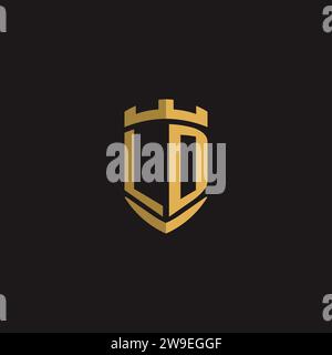 Initials LD logo monogram with shield style design vector graphic Stock Vector