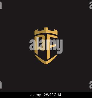 Initials PF logo monogram with shield style design vector graphic Stock Vector