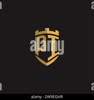 Initials PI logo monogram with shield style design vector graphic Stock Vector