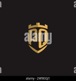 Initials PQ logo monogram with shield style design vector graphic Stock Vector