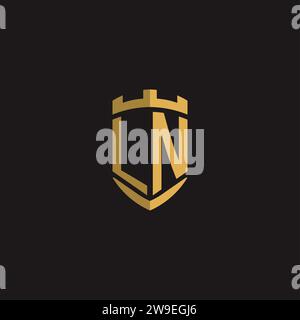 Initials LN logo monogram with shield style design vector graphic Stock Vector