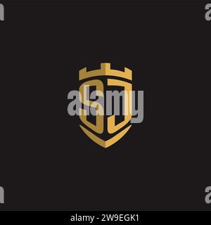 Initials SJ logo monogram with shield style design vector graphic Stock Vector